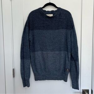 PX Clothing Knit Blue Striped Cotton Sweater